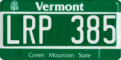VT license plate LRP385