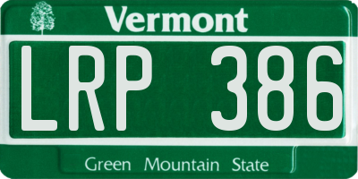 VT license plate LRP386