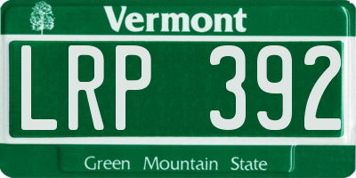 VT license plate LRP392