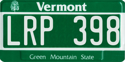 VT license plate LRP398