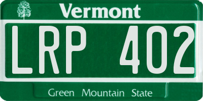 VT license plate LRP402