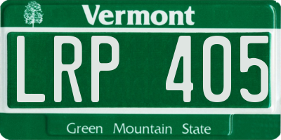 VT license plate LRP405