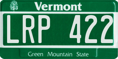 VT license plate LRP422