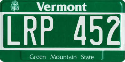 VT license plate LRP452
