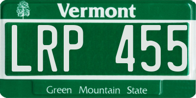 VT license plate LRP455