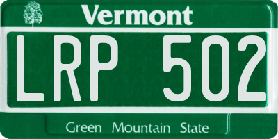VT license plate LRP502