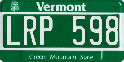 VT license plate LRP598