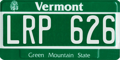 VT license plate LRP626