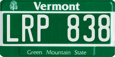 VT license plate LRP838