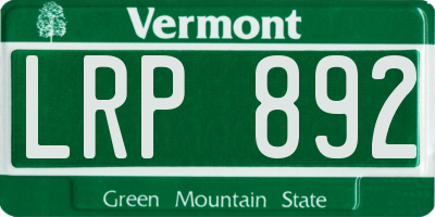VT license plate LRP892