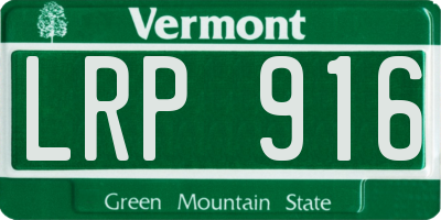 VT license plate LRP916