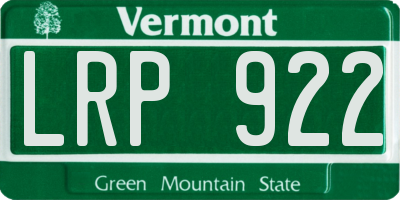 VT license plate LRP922