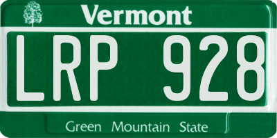 VT license plate LRP928
