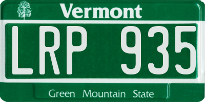 VT license plate LRP935