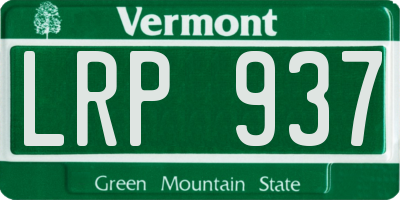 VT license plate LRP937