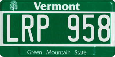 VT license plate LRP958