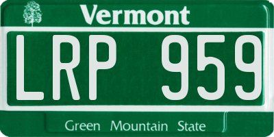 VT license plate LRP959