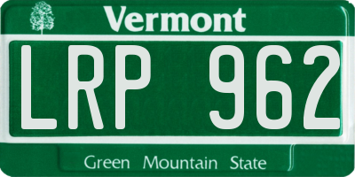 VT license plate LRP962