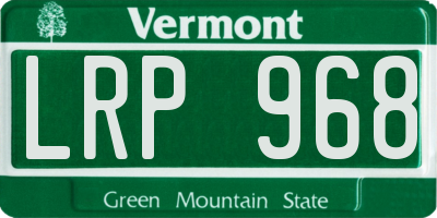 VT license plate LRP968