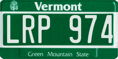 VT license plate LRP974
