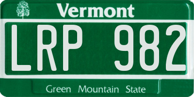 VT license plate LRP982