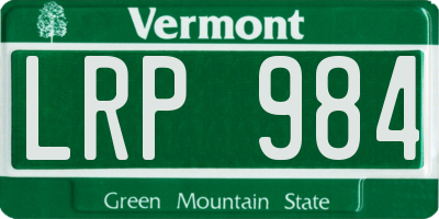 VT license plate LRP984