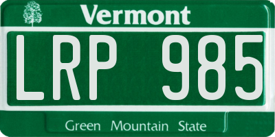 VT license plate LRP985