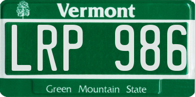 VT license plate LRP986
