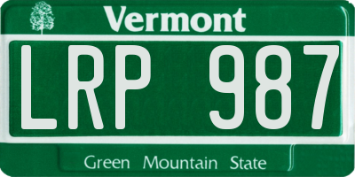 VT license plate LRP987