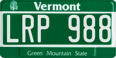 VT license plate LRP988