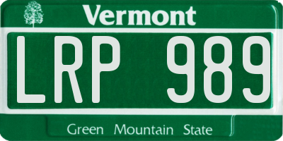 VT license plate LRP989
