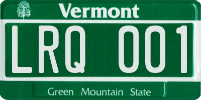 VT license plate LRQ001