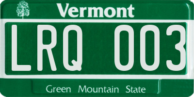 VT license plate LRQ003