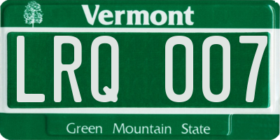 VT license plate LRQ007