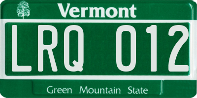 VT license plate LRQ012