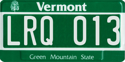 VT license plate LRQ013