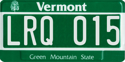 VT license plate LRQ015