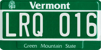 VT license plate LRQ016