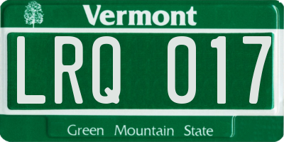 VT license plate LRQ017