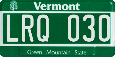VT license plate LRQ030
