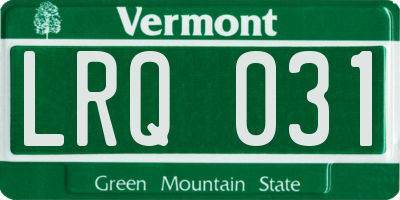 VT license plate LRQ031
