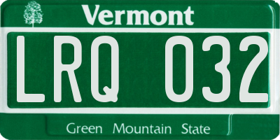 VT license plate LRQ032