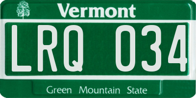 VT license plate LRQ034