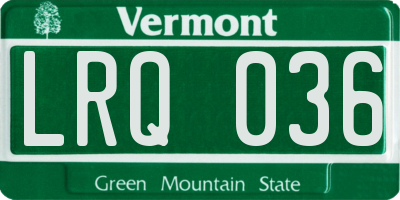VT license plate LRQ036