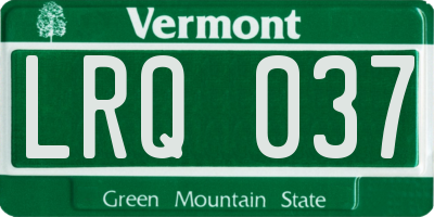 VT license plate LRQ037