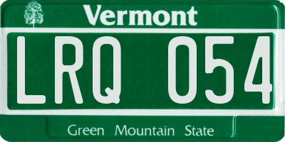 VT license plate LRQ054