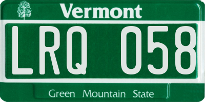 VT license plate LRQ058
