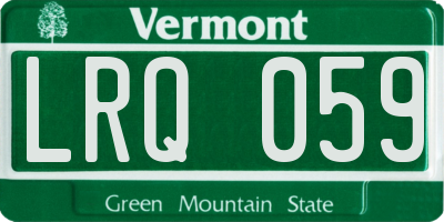 VT license plate LRQ059