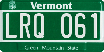 VT license plate LRQ061