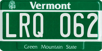 VT license plate LRQ062